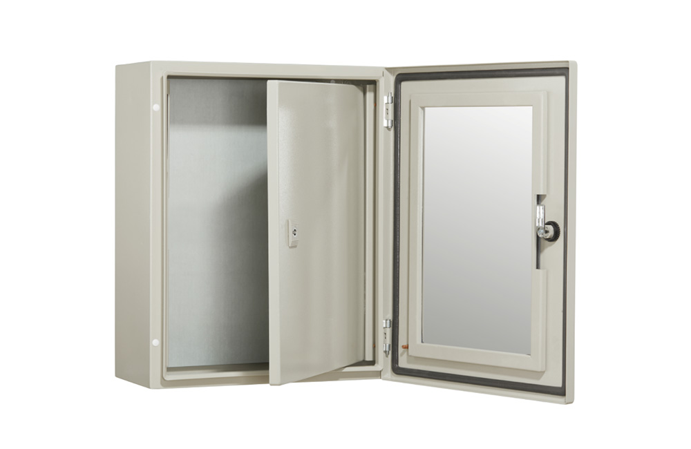 Steel wall mount box-internal door+glazed door