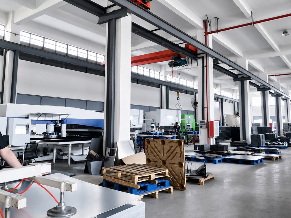 CNC sheet metal processing workshop for electrical enclosures